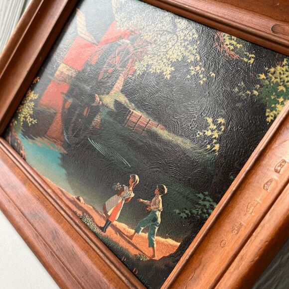 VTG Paul Detlefsen “Old Mill Stream” Textured Print 8x10 Wood Frame Sheffield - Picture 2 of 9